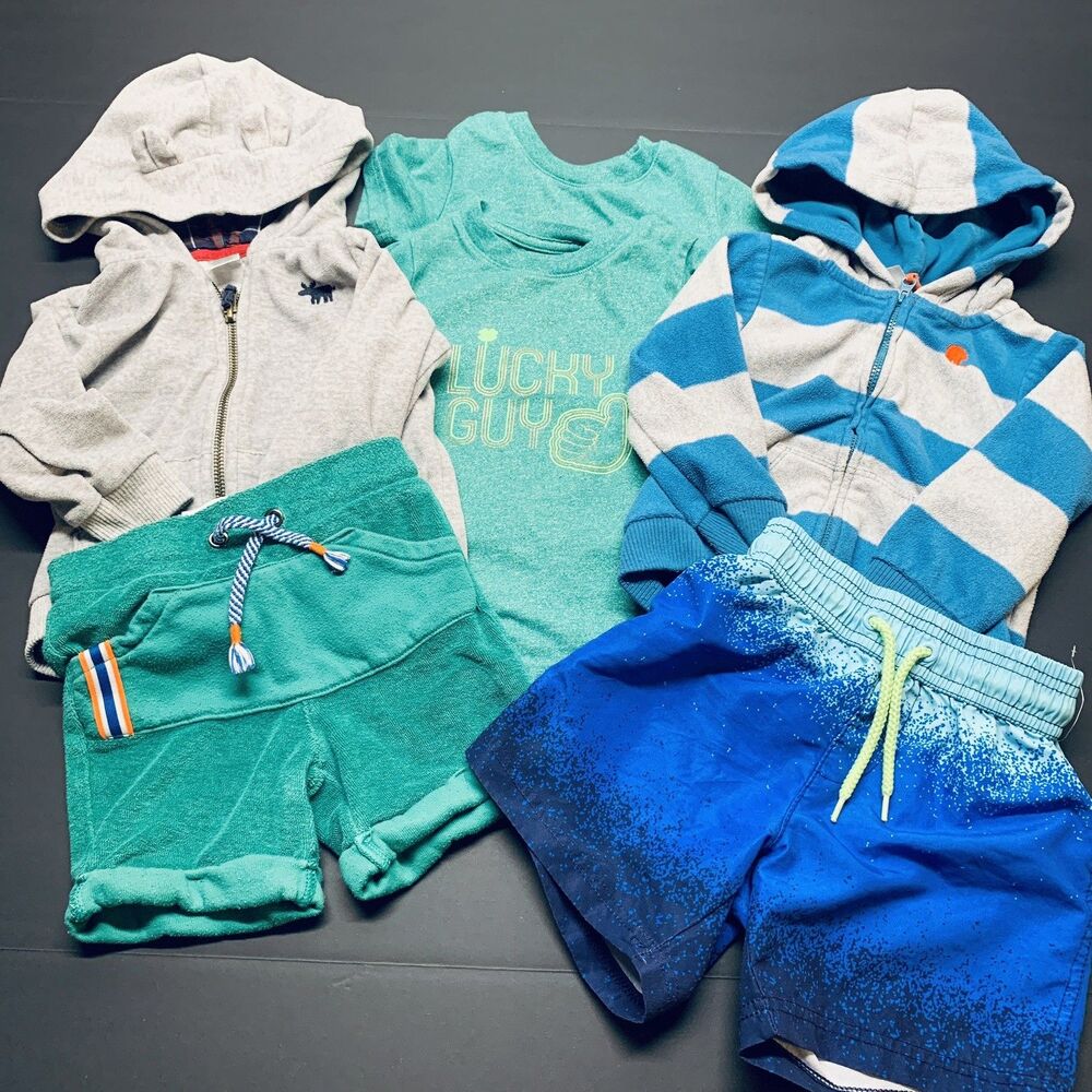 Baby Boy Clothes 18 Months Lot of 6 Pcs Hoodies Shorts T-Shirts Assorted Brands